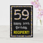 [ Thumbnail: 59th Birthday: Floral Flowers Number, Custom Name Card ]