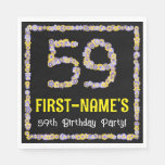 [ Thumbnail: 59th Birthday: Floral Flowers Number, Custom Name Napkins ]