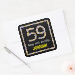[ Thumbnail: 59th Birthday: Floral Flowers Number, Custom Name Sticker ]