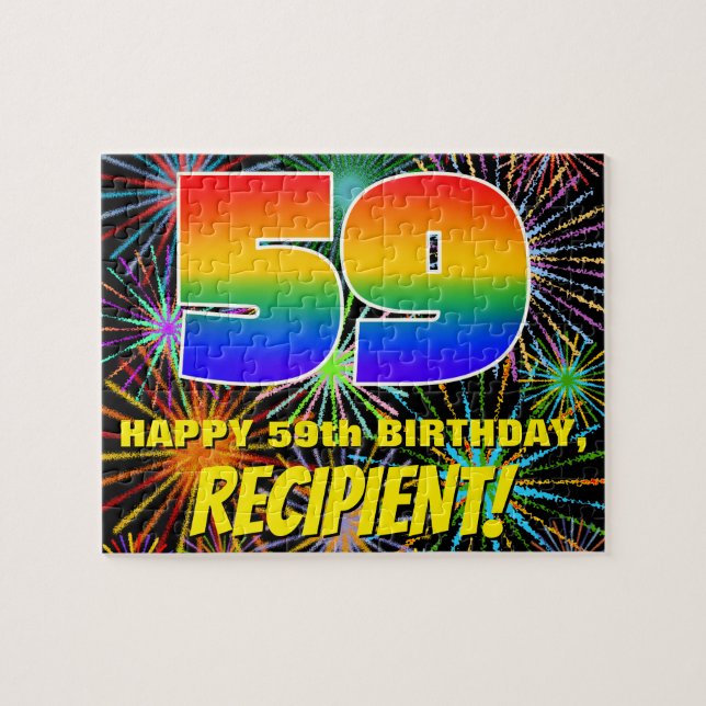 59th Birthday: Fun, Colorful Celebratory Fireworks Jigsaw Puzzle (Horizontal)