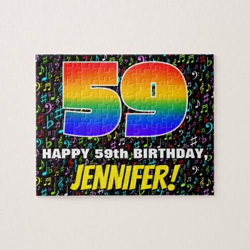 59th Birthday  Fun Colorful Music Symbols  59 Jigsaw Puzzle
