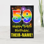 [ Thumbnail: 59th Birthday: Fun Fireworks Pattern + Rainbow 59 Card ]