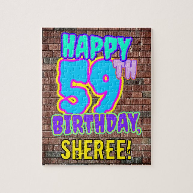 59th Birthday ~ Fun, Urban Graffiti Inspired Look Jigsaw Puzzle (Vertical)
