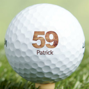 59th Birthday Gift - Cool Rustic Wood Custom Golf Balls