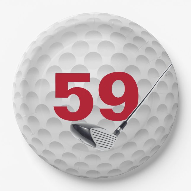 59th Birthday Golf Ball Design Paper Plate (Front)