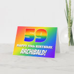 [ Thumbnail: 59th Birthday: Multicolored Rainbow Pattern # 59 Card ]