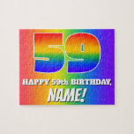 [ Thumbnail: 59th Birthday — Multicolored Rainbow Pattern “59” Jigsaw Puzzle ]