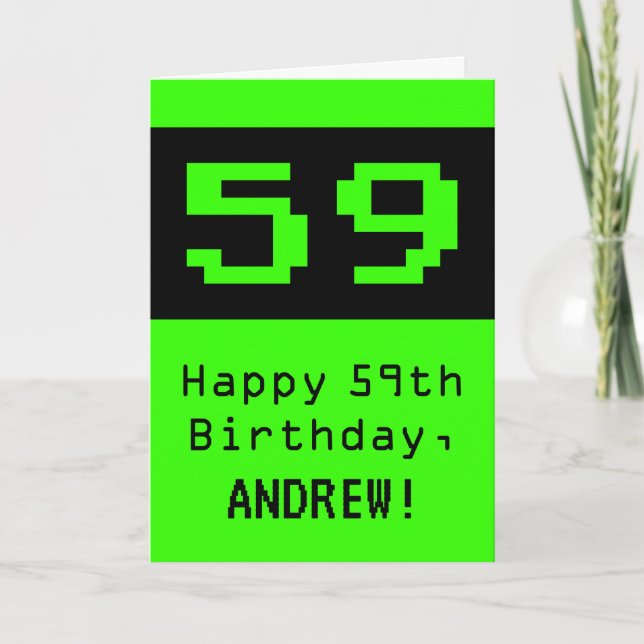 59th Birthday: Nerdy / Geeky Style "59" and Name Card (Front)