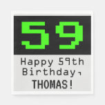 [ Thumbnail: 59th Birthday - Nerdy / Geeky Style "59" & Name Napkins ]