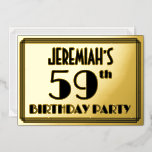 [ Thumbnail: 59th Birthday Party — Art Deco Look “59” + Name Invitation ]