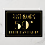 [ Thumbnail: 59th Birthday Party: Art Deco Look “59”, W/ Name Invitation ]