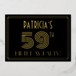 [ Thumbnail: 59th Birthday Party — Art Deco Style “59” + Name Invitation ]