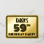 [ Thumbnail: 59th Birthday Party — Art Deco Style “59” & Name Invitation ]