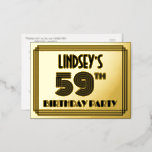 [ Thumbnail: 59th Birthday Party ~ Art Deco Style “59” + Name Postcard ]