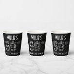 [ Thumbnail: 59th Birthday Party: Art Deco Style + Custom Name Paper Cups ]