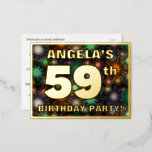 [ Thumbnail: 59th Birthday Party: Bold, Colorful Fireworks Look Postcard ]