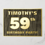 [ Thumbnail: 59th Birthday Party: Bold, Faux Wood Grain Pattern Invitation ]