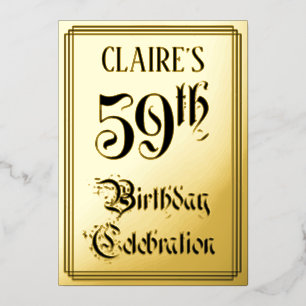 59th Birthday Party — Elegant Script + Custom Name Foil Invitation