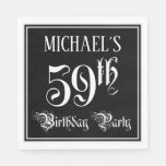 [ Thumbnail: 59th Birthday Party — Fancy Script + Custom Name Napkins ]