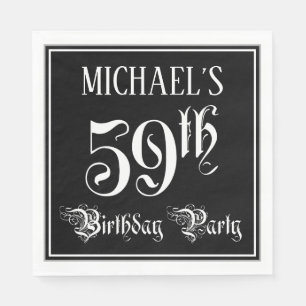 59th Birthday Party — Fancy Script + Custom Name Napkins