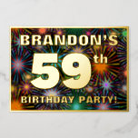 [ Thumbnail: 59th Birthday Party — Fun, Colorful Fireworks Look Invitation ]