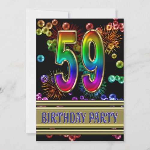 59th Birthday party Invitation with bubbles