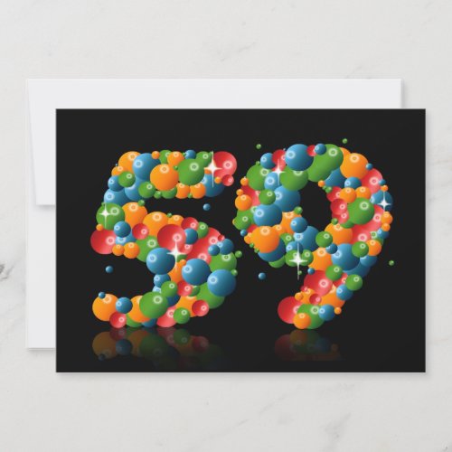 59th Birthday party with bubbles and balls Invitation