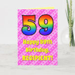 [ Thumbnail: 59th Birthday: Pink Stripes & Hearts, Rainbow # 59 Card ]