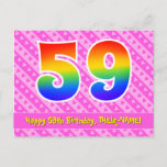 [ Thumbnail: 59th Birthday: Pink Stripes & Hearts, Rainbow 59 Postcard ]