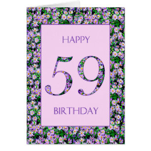 59th Birthday Purple Daisies Cards