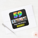 [ Thumbnail: 59th Birthday: Rainbow “59”; Custom Photos & Name Sticker ]