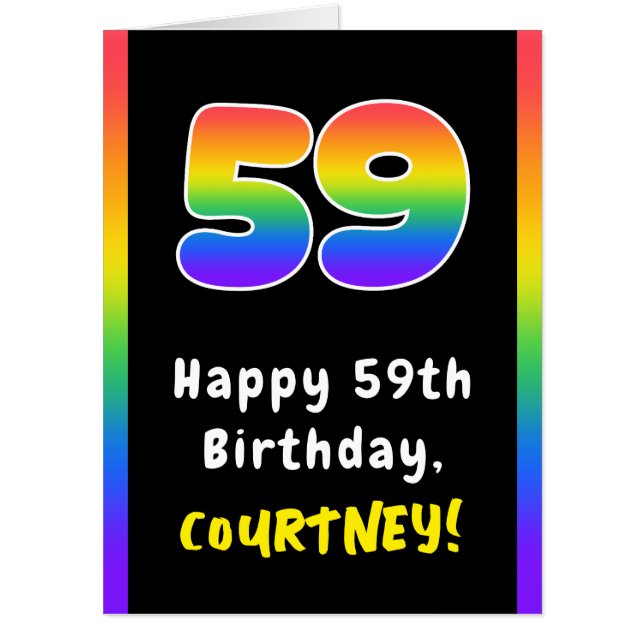 59th Birthday: Rainbow Spectrum # 59, Custom Name Card (Front)