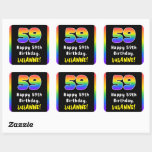 [ Thumbnail: 59th Birthday: Rainbow Spectrum # 59, Custom Name Sticker ]