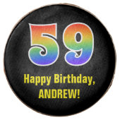 59th Birthday - Rainbow Spectrum Pattern Number 59 Chocolate Covered Oreo (Front)