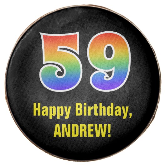 59th Birthday - Rainbow Spectrum Pattern Number 59 Chocolate Covered Oreo (Front)