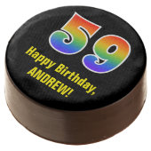 59th Birthday - Rainbow Spectrum Pattern Number 59 Chocolate Covered Oreo (Angled)