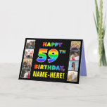 [ Thumbnail: 59th Birthday: Rainbow Text, Custom Photos & Name Card ]