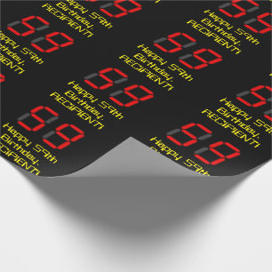 59th Birthday: Red Digital Clock Style "59" + Name Wrapping Paper