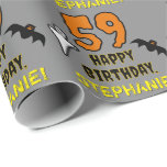 59th Birthday: Spooky Halloween Theme, Custom Name Wrapping Paper<br><div class="desc">This scary and spooky Hallowe'en birthday themed wrapping paper design features a large number "59". It also features the message "HAPPY BIRTHDAY, ", and a custom name. There are also depictions of a ghost and a bat on the front. Wrapping paper like this might be fun to use when wrapping...</div>