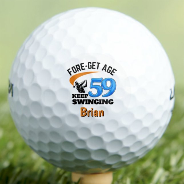59th Gift for Him - Keep Swinging Funny Custom Golf Balls (Creator Uploaded)