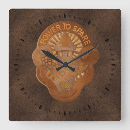 59th Ordnance Brigade crest _ dark tooled leather Square Wall Clock
