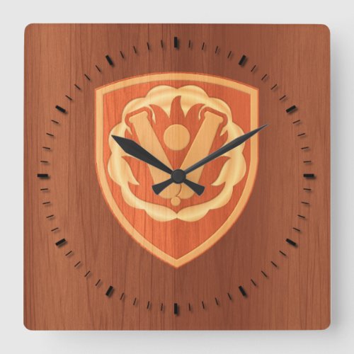 59th Ordnance Brigade Patch_ pine wood inlay Square Wall Clock