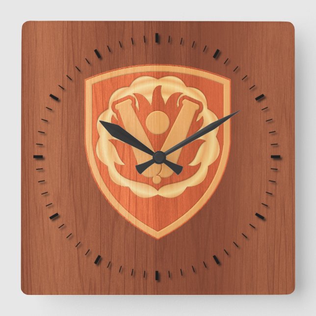 59th Ordnance Brigade Patch- pine wood inlay Square Wall Clock (Front)