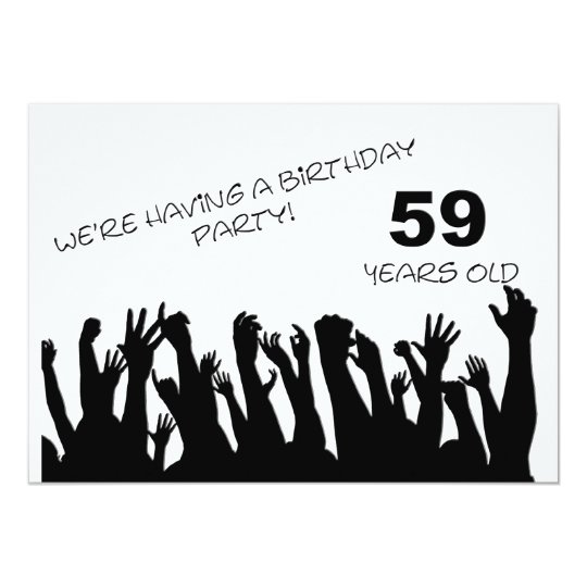 59th party invitation with cheering crowds