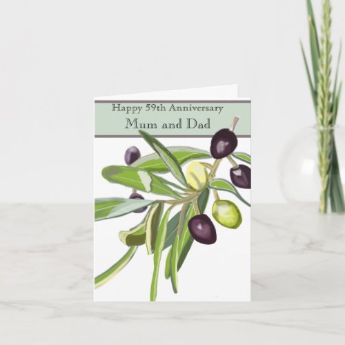 59th Wedding Anniversary Olive Card