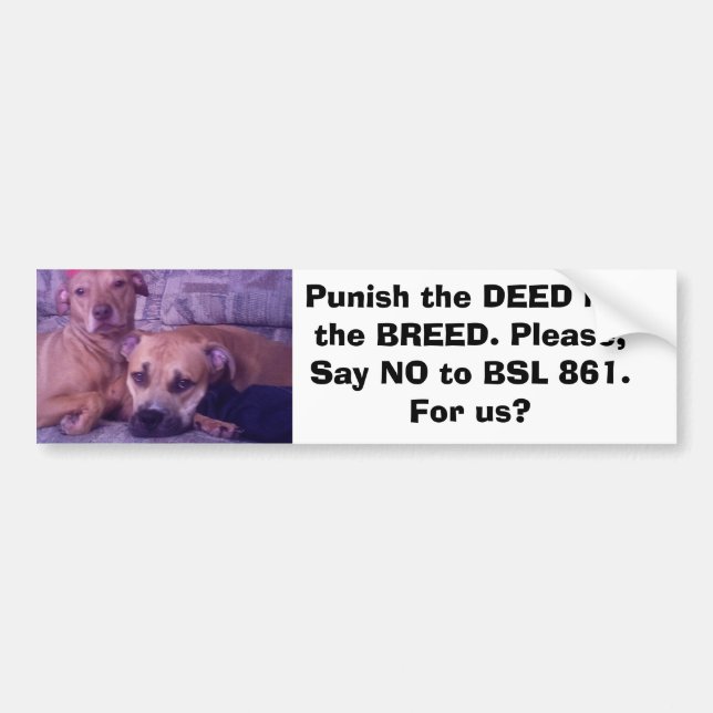 5-08-07, Punish the DEED not the BREED. Please,... Bumper Sticker (Front)