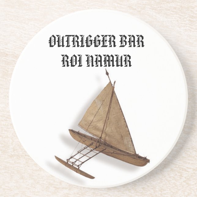 5-1naurucanoe, OUTRIGGER BAR ROI NAMUR Sandstone Coaster (Front)