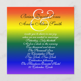 5.25" Sq. Gay Wedding Rainbow LGBT Pride Basic Invitation