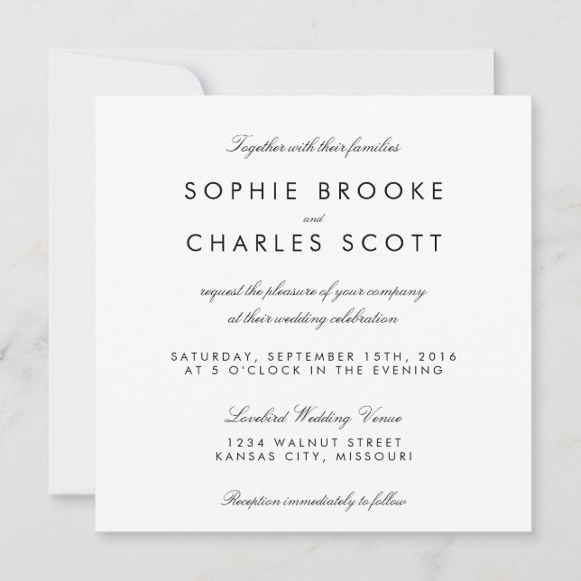5.25" Square Simple Chic Template Wedding (Front)
