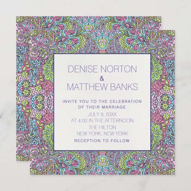 5.25" x 5.25" Groovy Daisy Wedding Invitation (Front/Back)